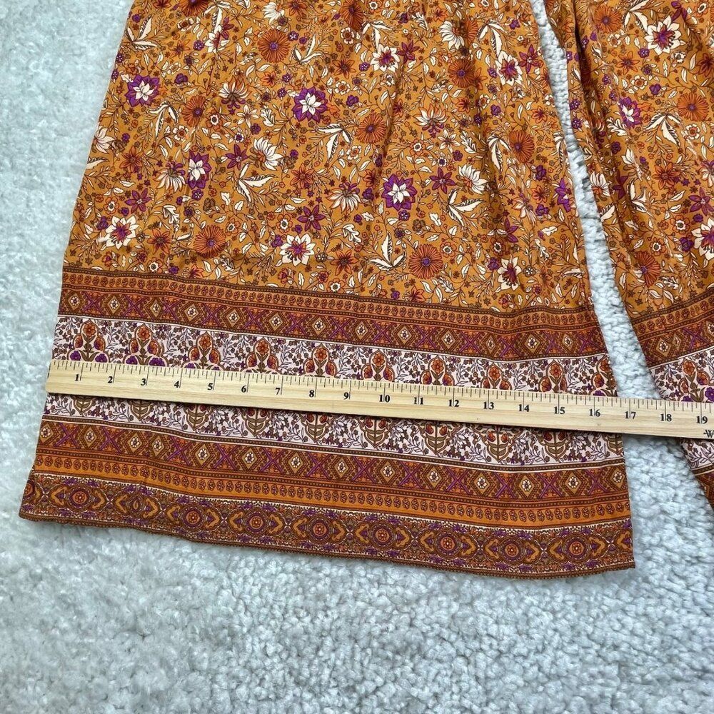 Natural Life Make A Move Palazzo Wide Leg Pants Camel Brown Purple Floral - Picture 5 of 10